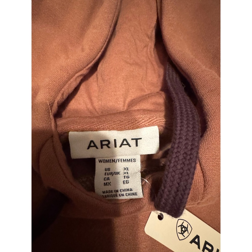 Ariat Essential Hood Toasted Coconut Brown Hoodie Logo Sleeve Womens XL 10062735 - Picture 4 of 5